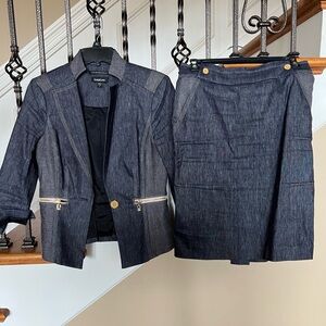 Bebe Denim blue Blazer and Skirt Set both size 4